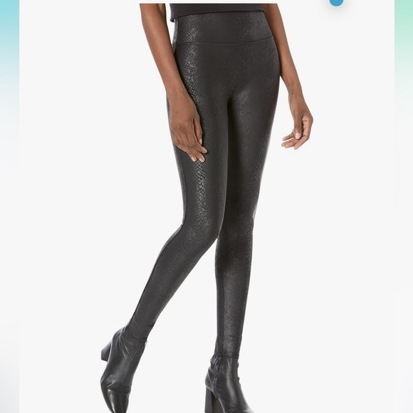 SPANX Faux Leather Foiled Snake Leggings - Picture 2 of 8
